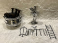 Set de Herramientas de Guerreros Cromadas para Ifa/Ocha con Caldero Cromado / Set of Chromed Warriors tools for Ifa/Osha with Chromed Pot