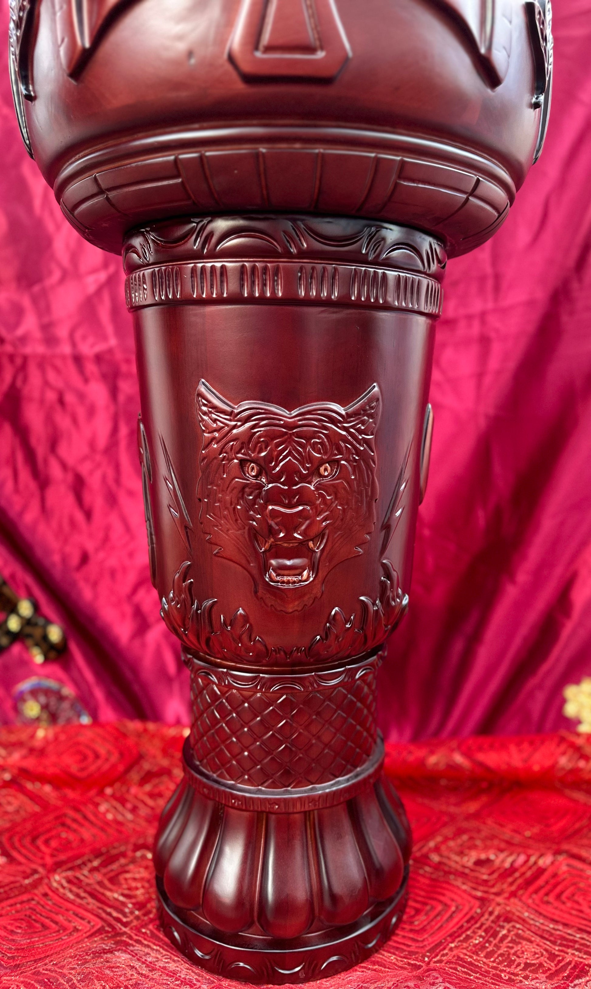 Set Grande Batea y Pilon Para Chango / Large Wooden Batea and Stand (Pilon) Set for Shango