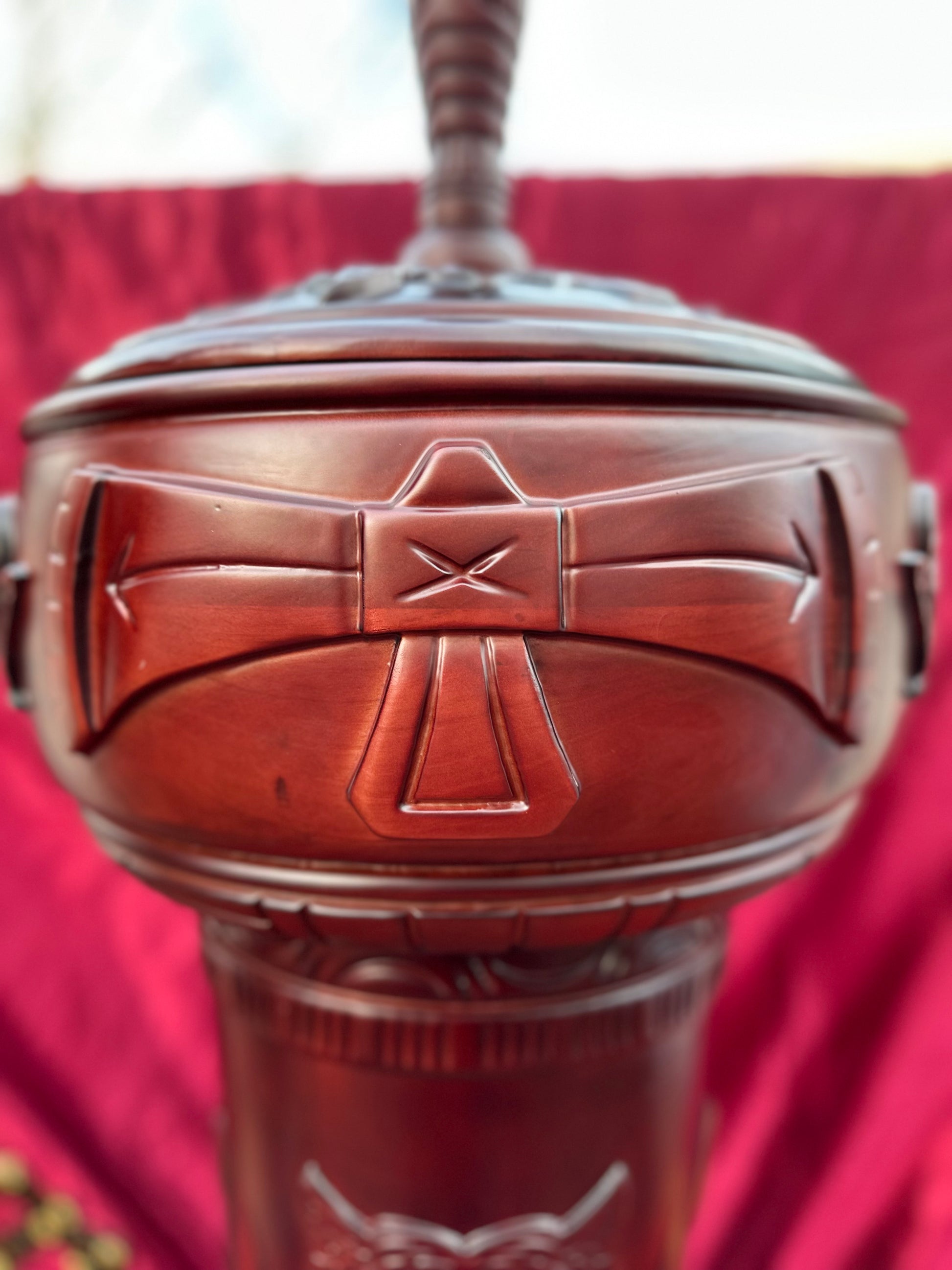 Set Grande Batea y Pilon Para Chango / Large Wooden Batea and Stand (Pilon) Set for Shango