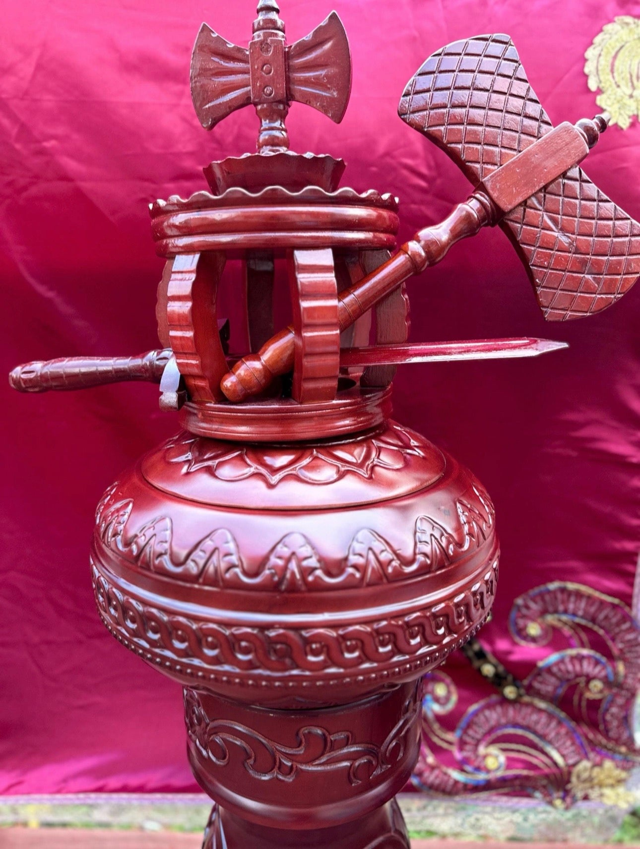Batea y Pilon Para Chango / Wooden Batea and Stand (Pilon) for Shango