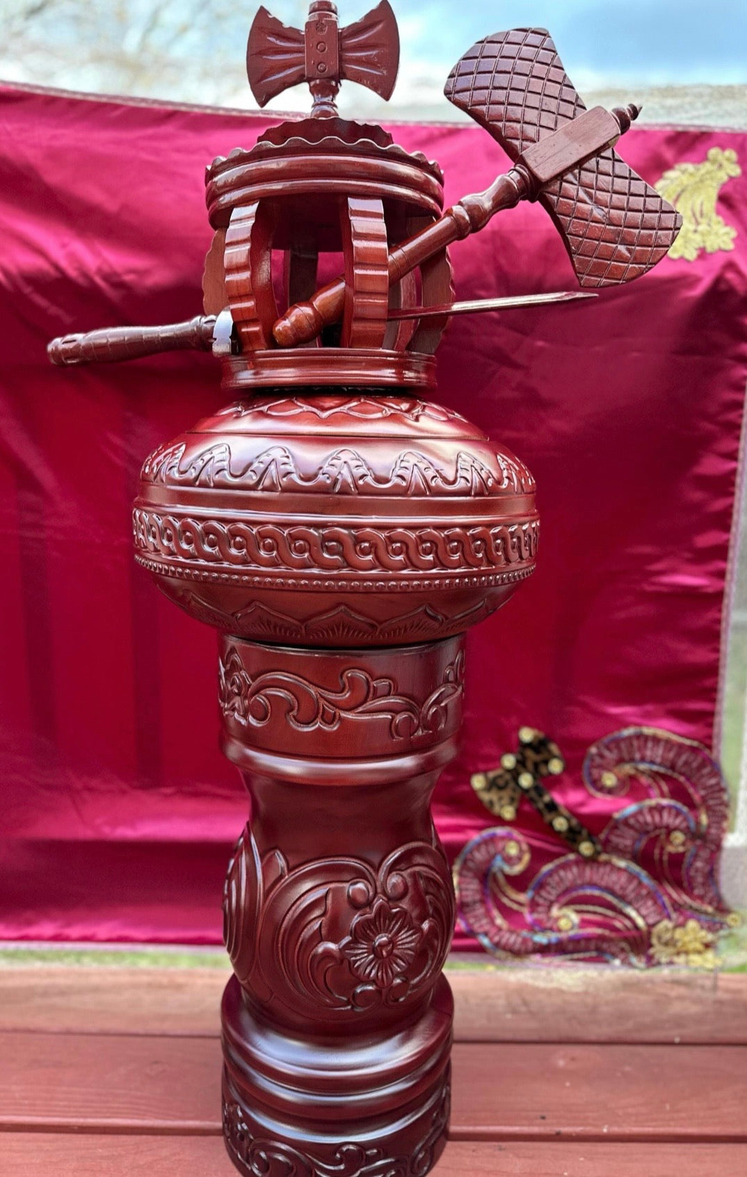 Batea y Pilon Para Chango / Wooden Batea and Stand (Pilon) for Shango