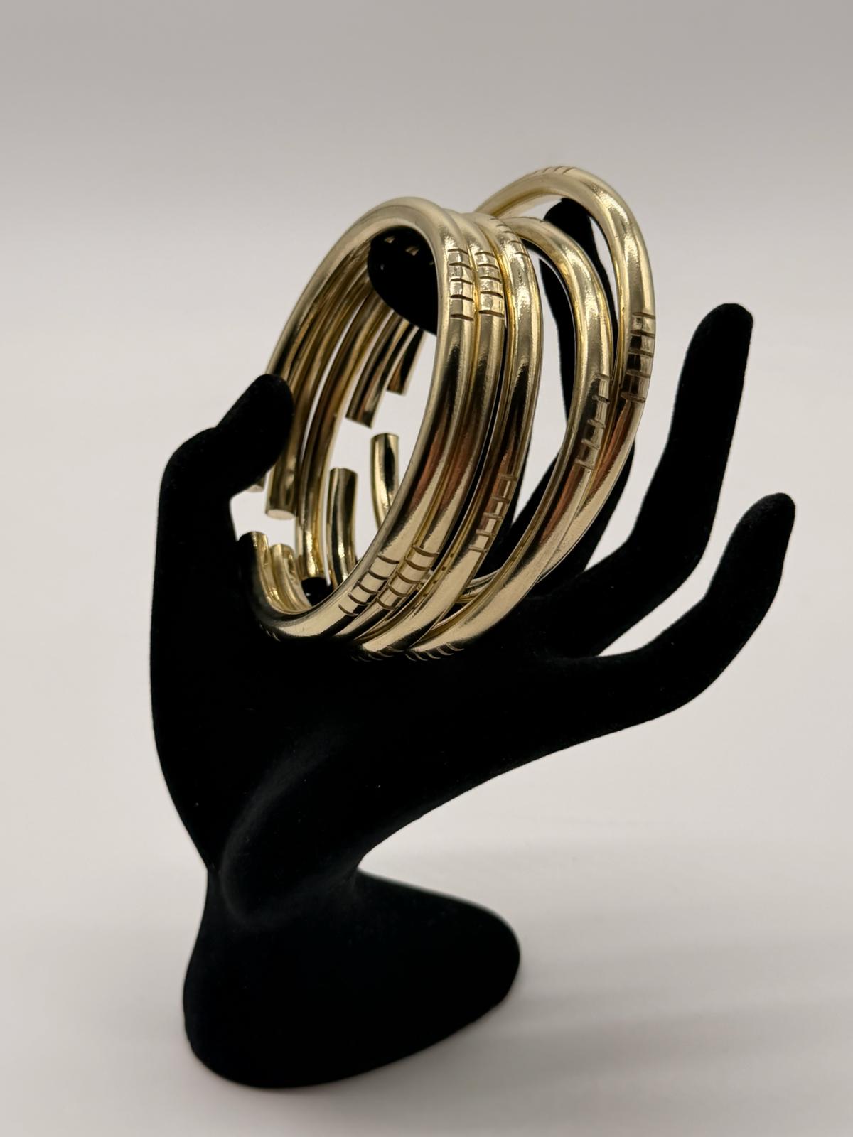 SET OF 5 - Handmade Brass Oshun Bangles / Manillas de Oshund de Latón Hechas a Mano