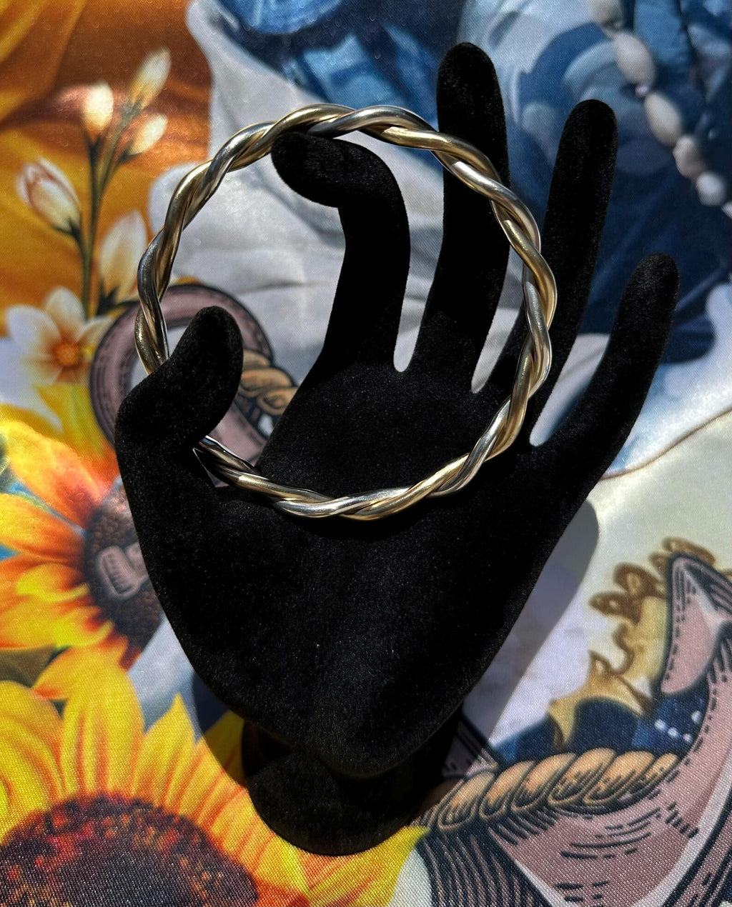 Handmade Two Waters Bangle: .999 Silver & Brass, Oshun Yemayá Jewelry