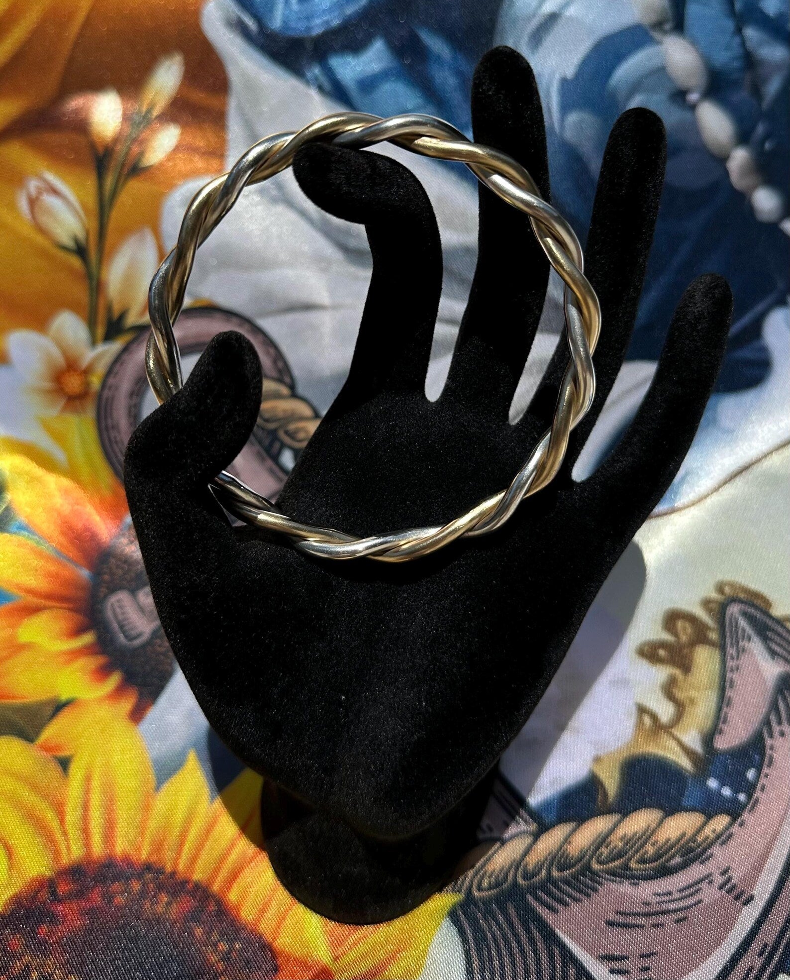 Handmade Two Waters Bangle: .999 Silver & Brass, Oshun Yemayá Jewelry