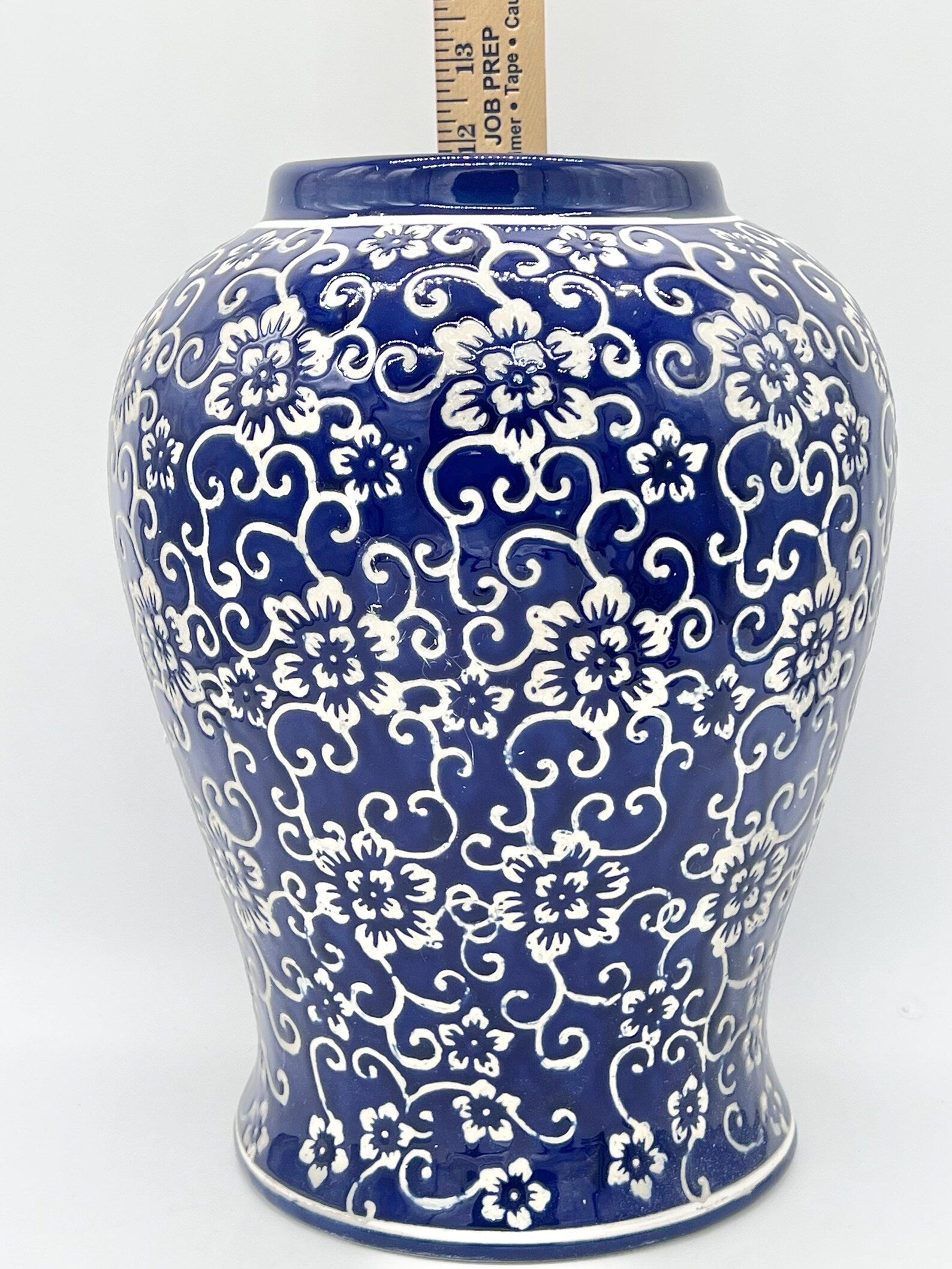 18'' Blue & White Ginger Jar for Olokun/Yemaya - 18'' Tinaja azul y blanco para Olokun/Yemaya
