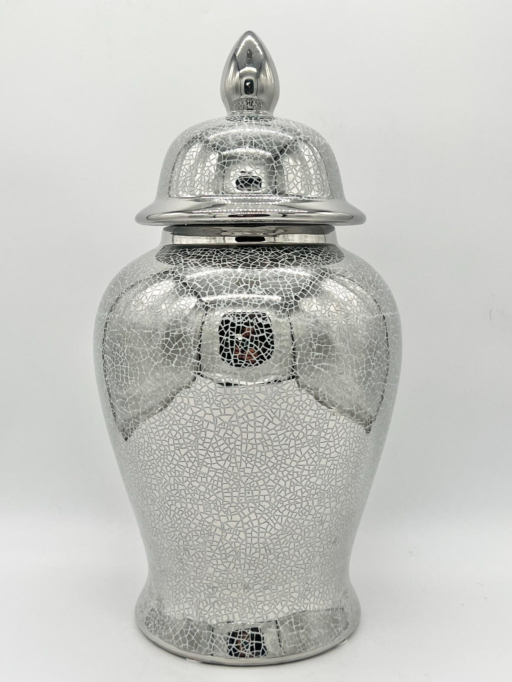 Silver Crackle Ginger Jar for Orishas / Tinaja Plata Craqueado para Orishas