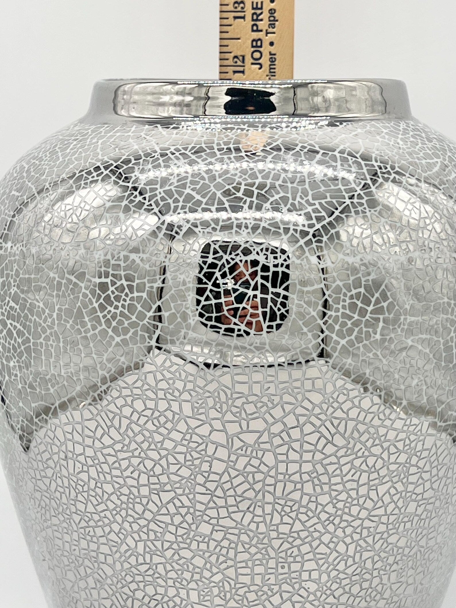 Silver Crackle Ginger Jar for Orishas / Tinaja Plata Craqueado para Orishas