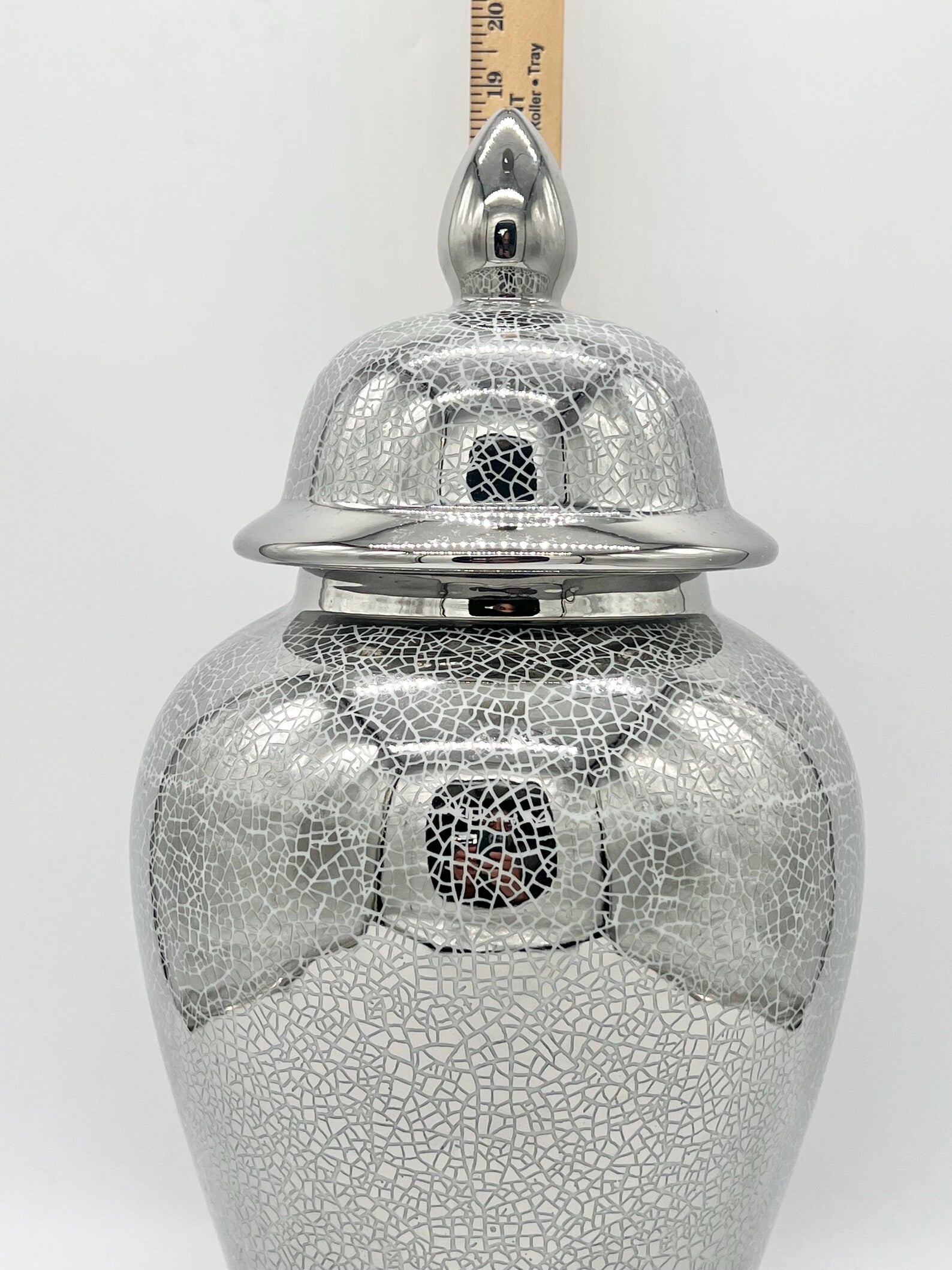 Silver Crackle Ginger Jar for Orishas / Tinaja Plata Craqueado para Orishas