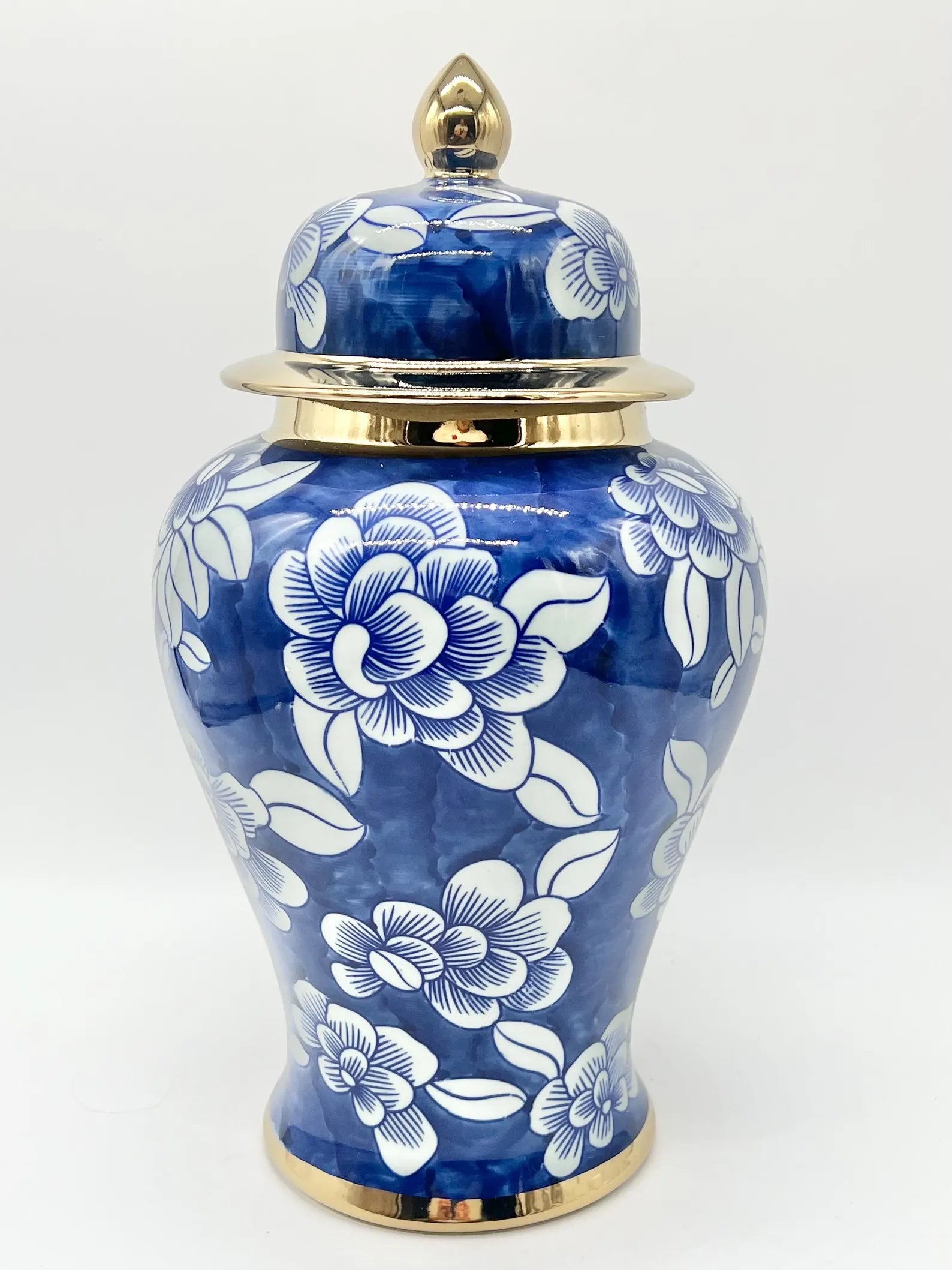 Tinaja Azul Floral para Olokun o Yemaya / Blue Floral Ginger jar for Olokun or Yemaya