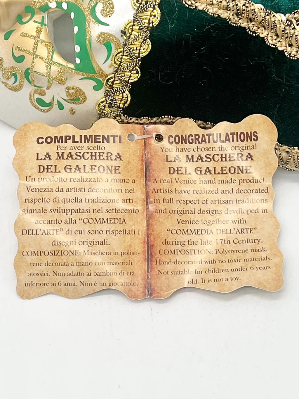 Handmade Venetian Mask for Orishas / Máscara veneciana hecha a mano para Orishas