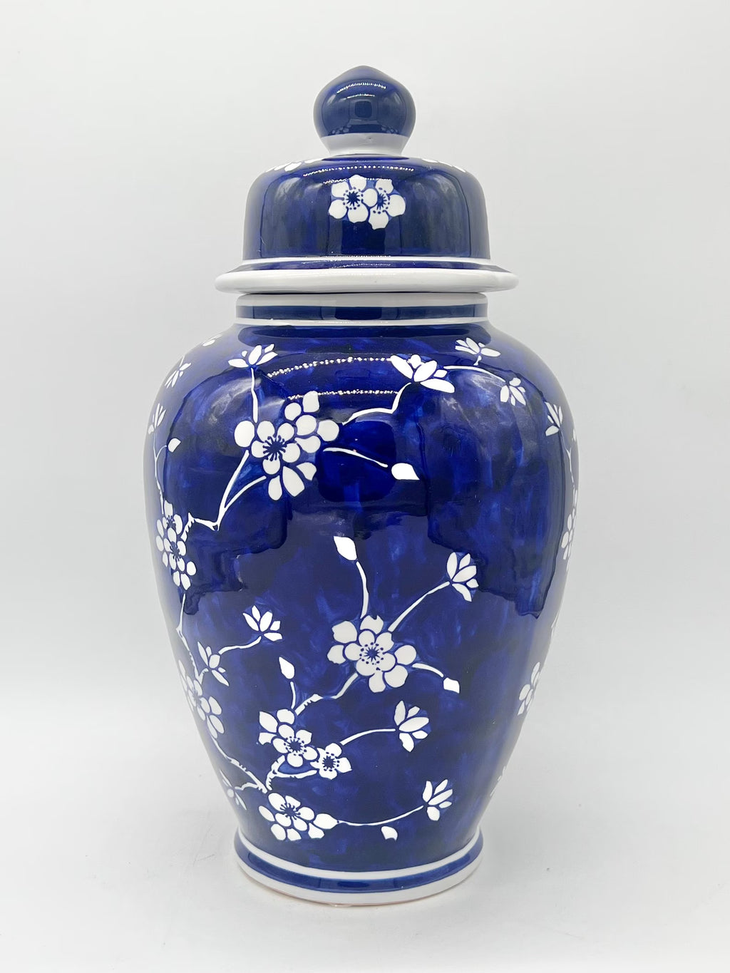 16 inch Blue with White Trim Ginger Jar for Olokun/Yemaya -Tarro de jengibre azul con borde blanco de 16 pulgadas para Olokun/Yemaya