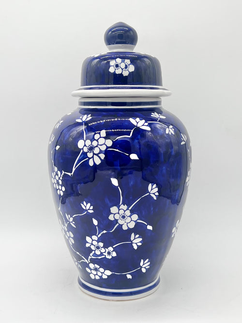 16 inch Blue with White Trim Ginger Jar for Olokun/Yemaya -Tarro de jengibre azul con borde blanco de 16 pulgadas para Olokun/Yemaya