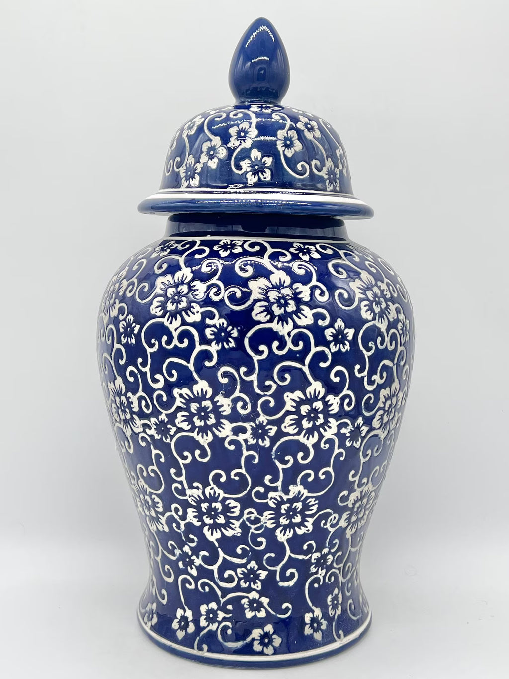 18'' Blue & White Ginger Jar for Olokun/Yemaya - 18'' Tinaja azul y blanco para Olokun/Yemaya