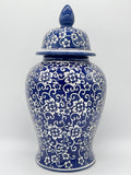 18'' Blue & White Ginger Jar for Olokun/Yemaya - 18'' Tinaja azul y blanco para Olokun/Yemaya