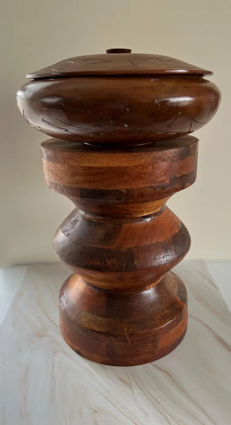 Wooden Batea and Pilon Set for Shango / Conjunto de Batea y Pilon para Shango
