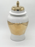 White Ceramic with gold accents Ginger Jar for Oshun / Tinaja blanca con detalles dorado para Oshun