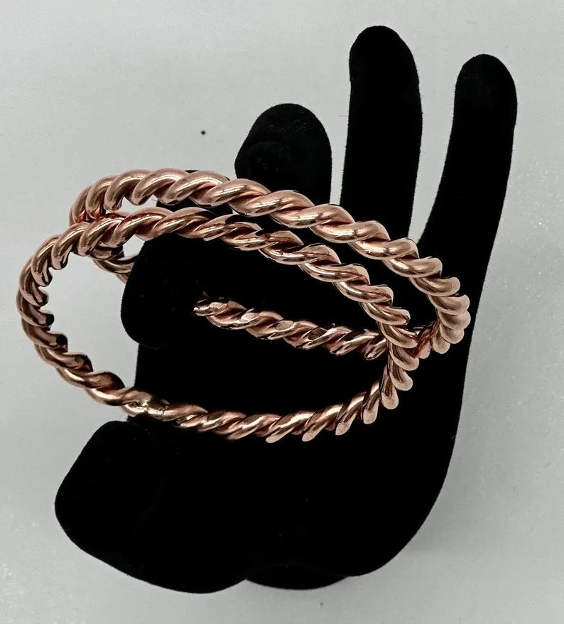 Handmade Obba Nani Jeweler’s Copper Bracelets - Set of 2 / Manilla de Obba Nani, Hecha a Mano, en Puro Cobre - Set de Dos