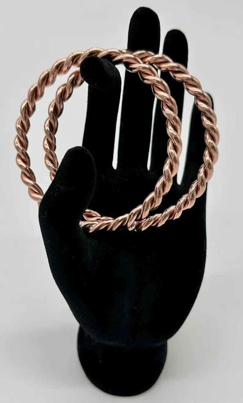 Handmade Obba Nani Jeweler’s Copper Bracelets - Set of 2 / Manilla de Obba Nani, Hecha a Mano, en Puro Cobre - Set de Dos