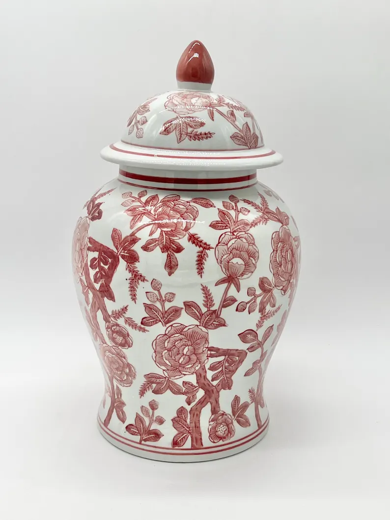 Tinaja en Ceramica Blanco con Patrones Rojos para Orishas / Ginger Jar White with Red Patterns for Orishas