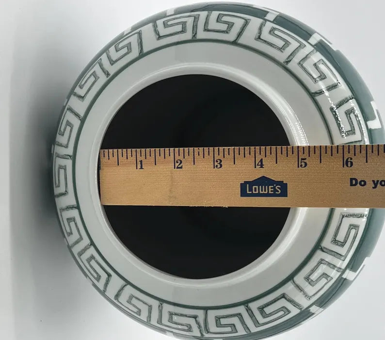 Tinaja Blanca con Patrón Verde para Inle / Ginger Jar White with Green Pattern for Inle