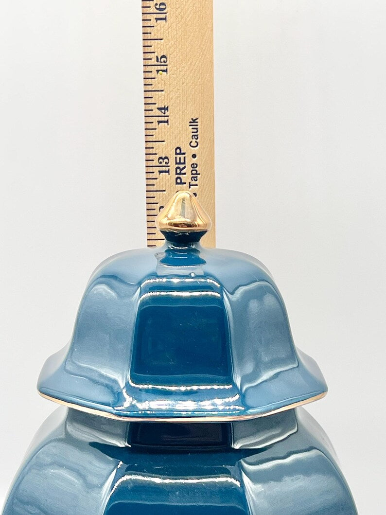 Blue/Maroon Ceramic Tinaja for Orishas - Tinaja de cerámica Azul/Granate para Orishas