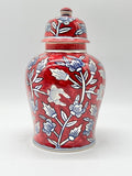 Tinajas Rojas con Patrón Floral Blanca para Orishas / Red Ginger Jars with White Floral Pattern for Orishas