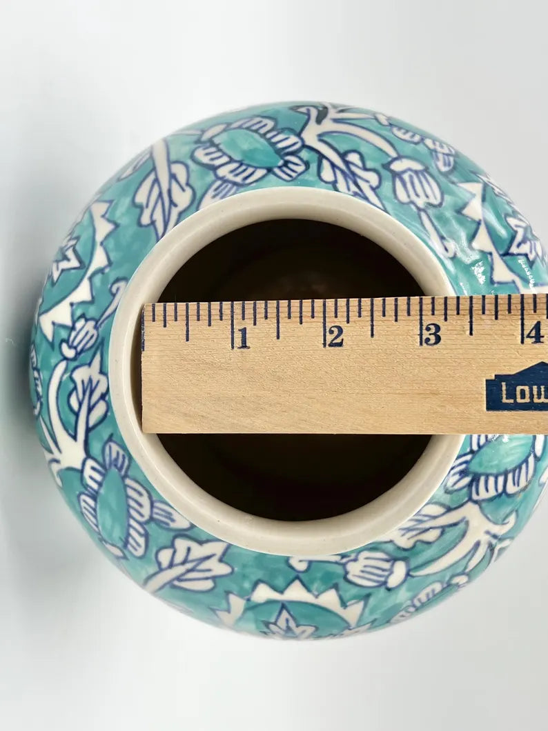 Aqua & White Ginger Jar / Tinaja Aguamarina y Blanca para Orishas