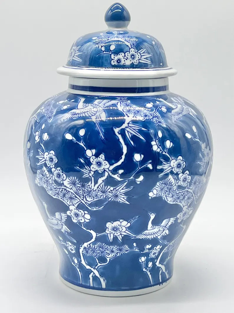 Tinaja azul floral para Olokun o Yemaya / Blue Floral Ginger jar for Olokun or Yemaya