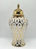 Gold and White Pattern Ginger Jar for Oshun / Tinaja dorada y blanca con patrón para Oshun