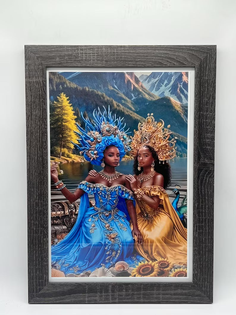 Oshun & Yemaya 2D Canvas Print / Impresión en Lienzo 2D de Oshun y Yemayá