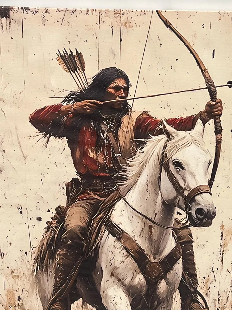 Indian Woman with Horse 2D Canvas / Mujer India con Caballo 2D en Lienzo