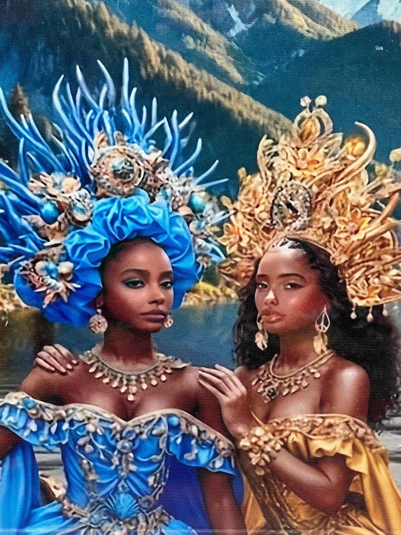 Oshun & Yemaya 2D Canvas Print / Impresión en Lienzo 2D de Oshun y Yemayá