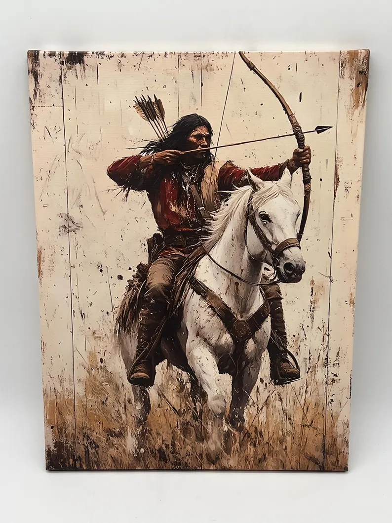 Indian Woman with Horse 2D Canvas / Mujer India con Caballo 2D en Lienzo
