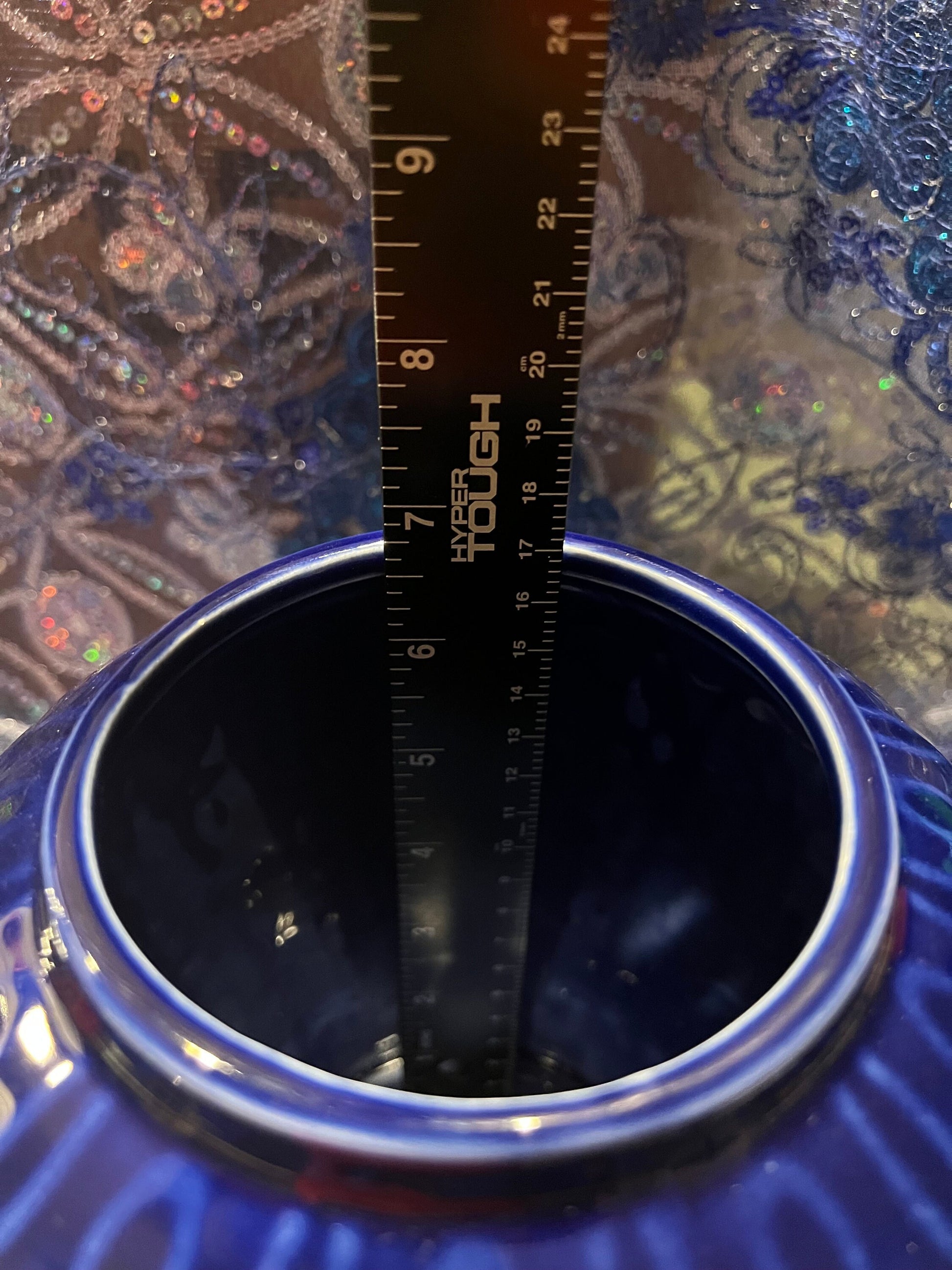 Ceramic Orisha Tinaja: Blue, Silver, White Ginger Jar