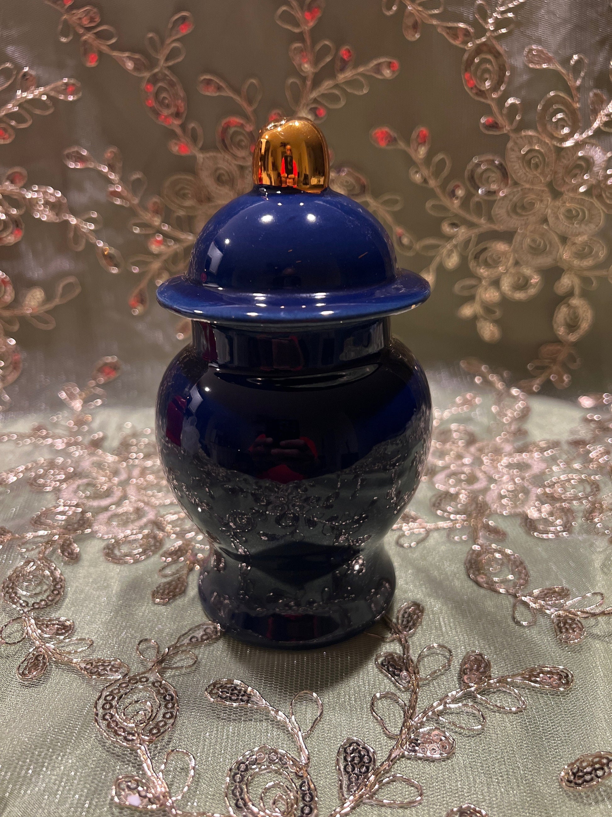 Ceramic Tinajas for Orishas/Ibeyis: Red and Blue Ginger Jars