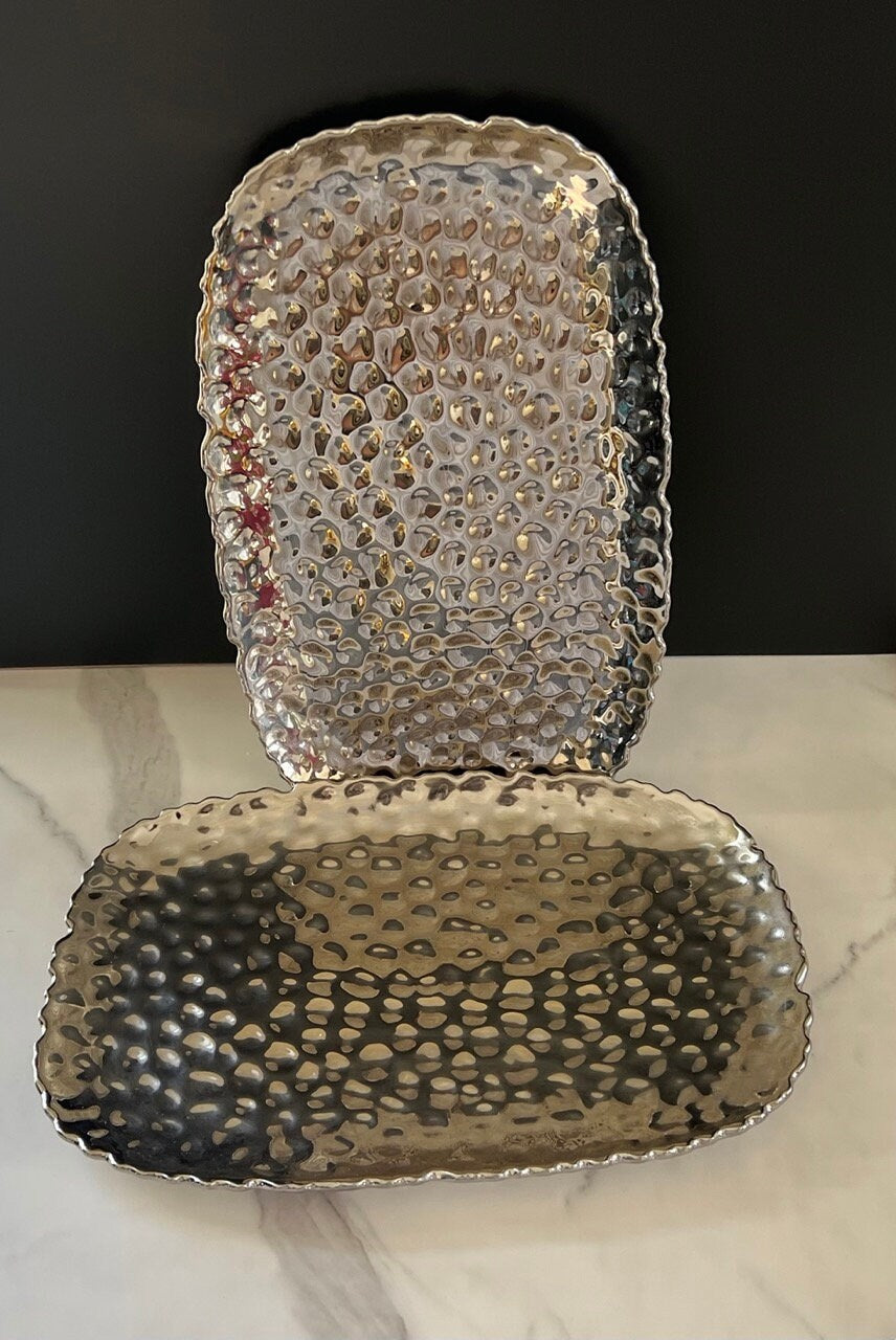 Wooden & Silver Platters for Shango and Obbatala - Set of Two