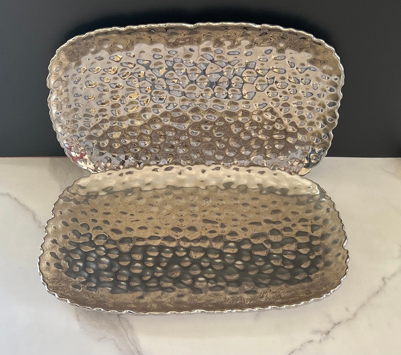 Wooden & Silver Platters for Shango and Obbatala - Set of Two