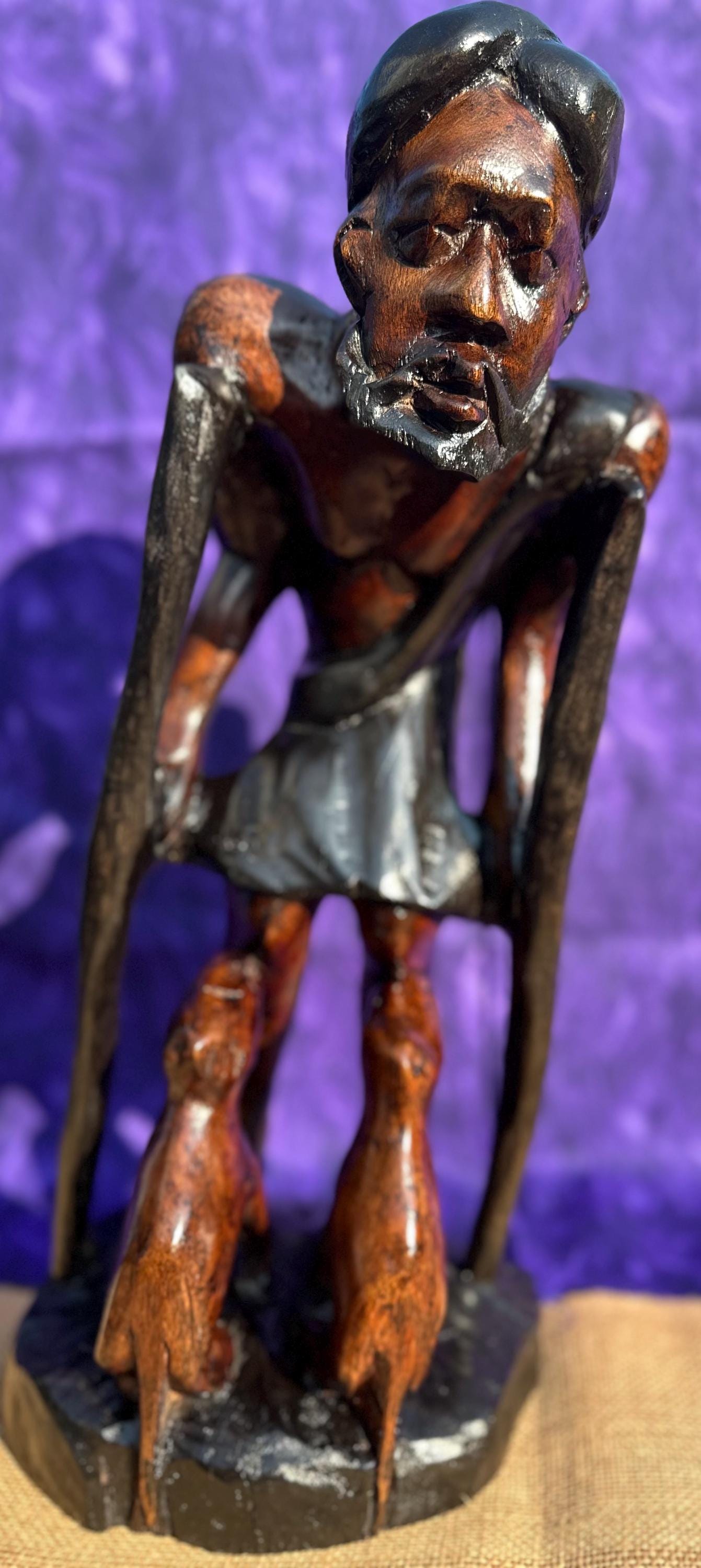 Hand Carved Wooden San Lazaro Statue (Babalu Aye/Asojano)