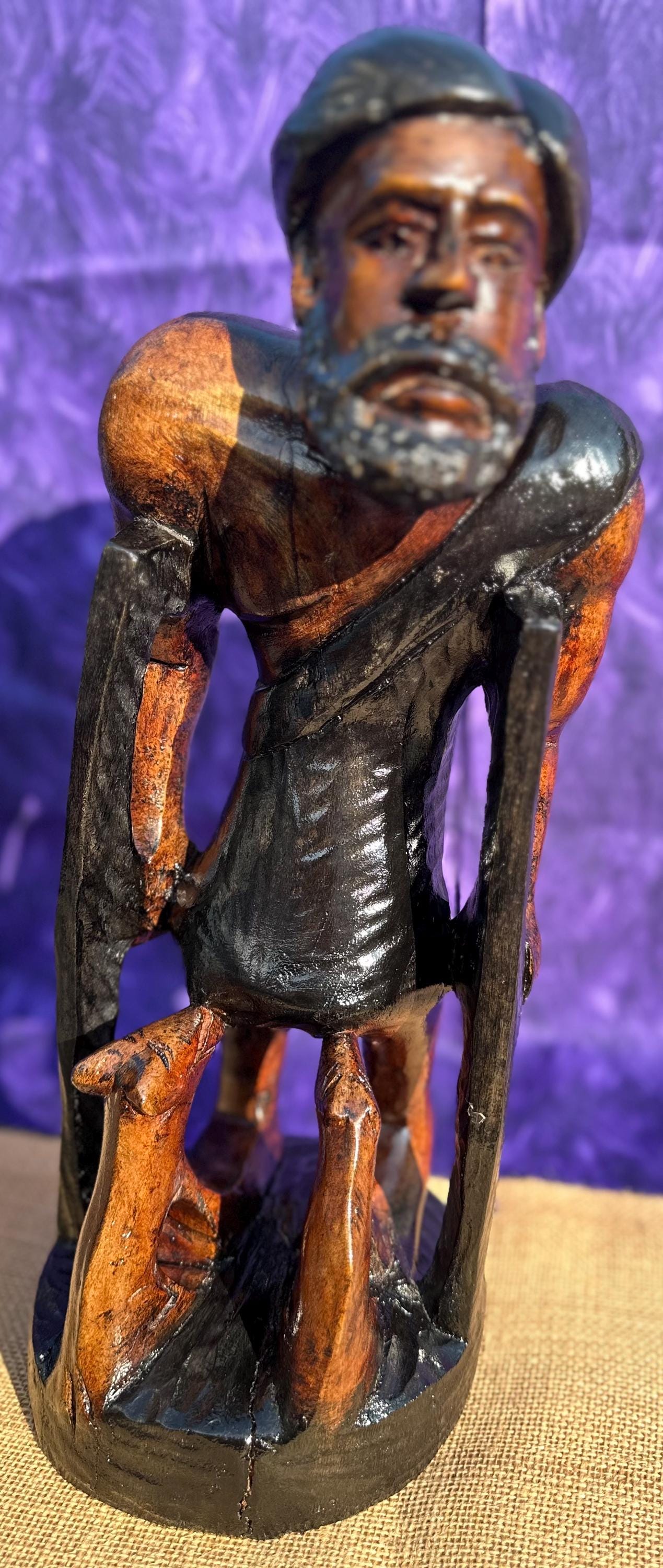 Hand Carved Wooden San Lazaro Statue (Babalu Aye/Asojano)