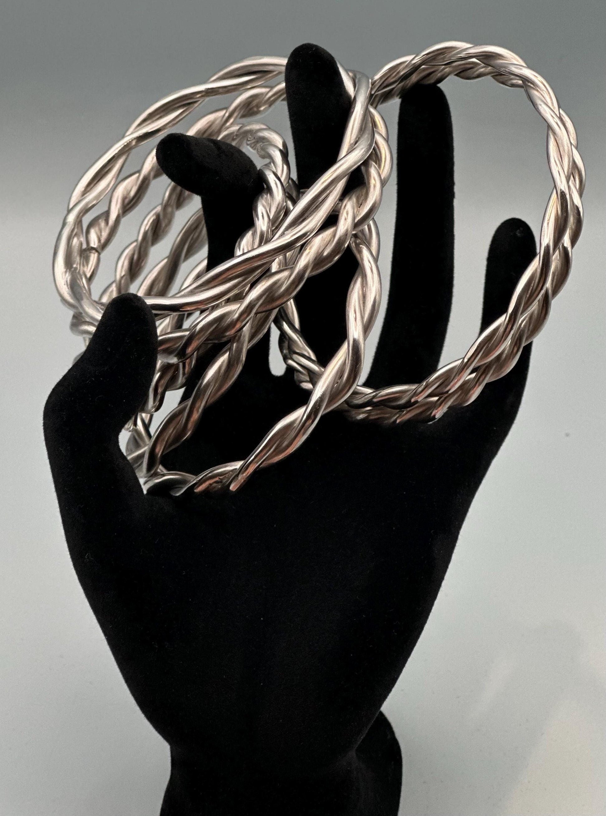 Handmade .999 Fine Silver Ochossi Bangle - Traditional 8 Gauge