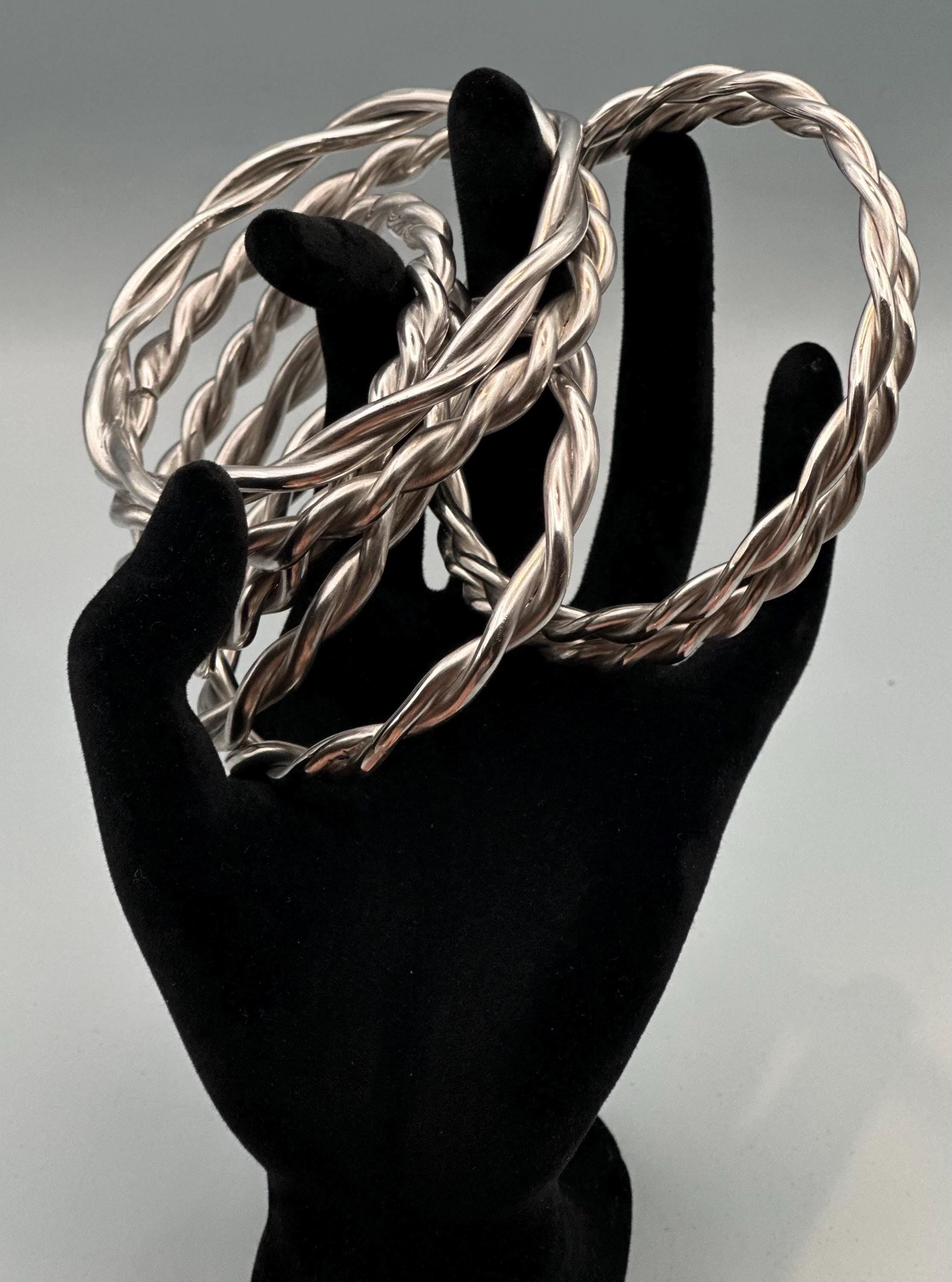 Handmade .999 Fine Silver Ochossi Bangle - Traditional 8 Gauge
