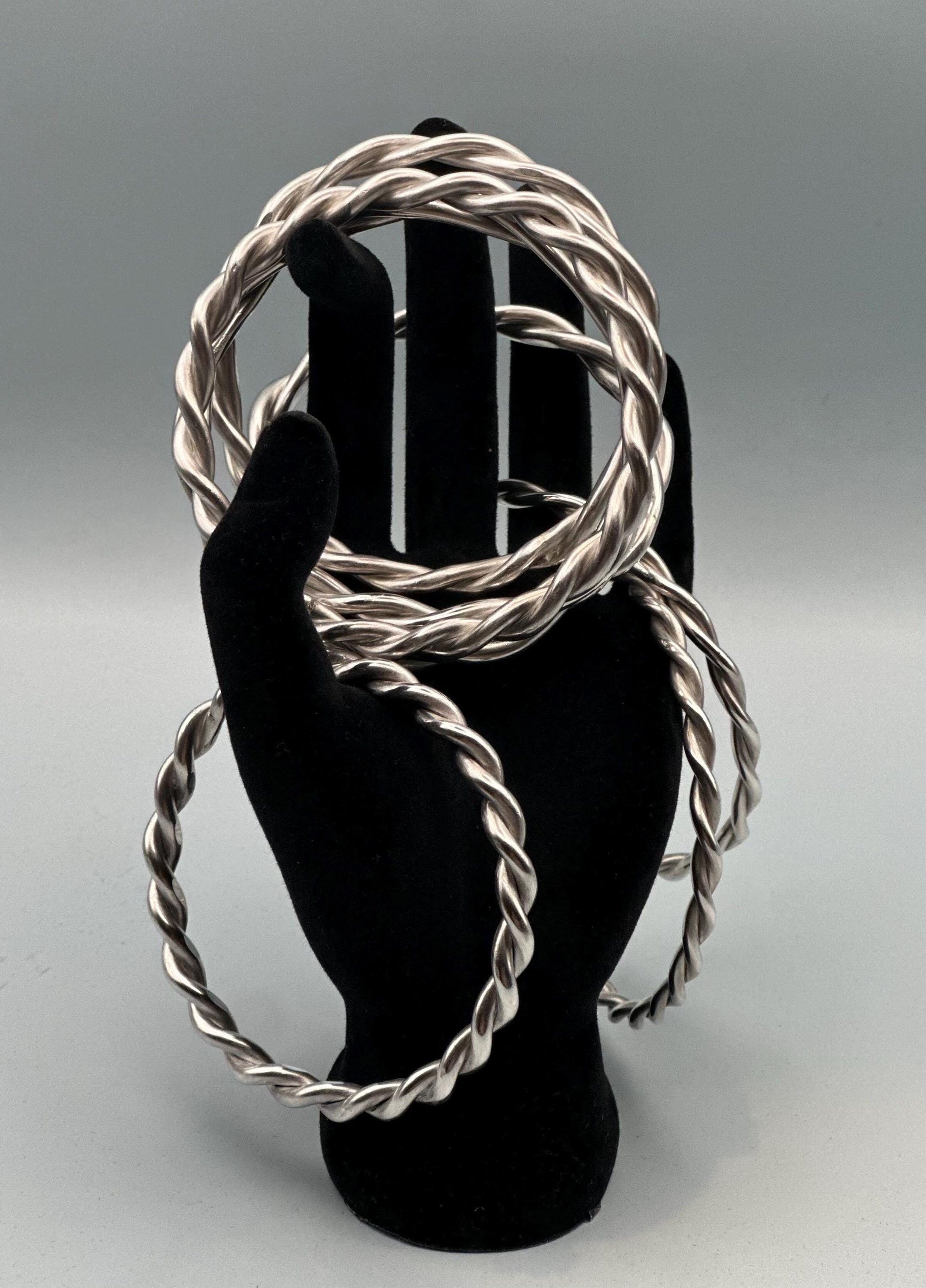 Handmade .999 Fine Silver Ochossi Bangle - Traditional 8 Gauge