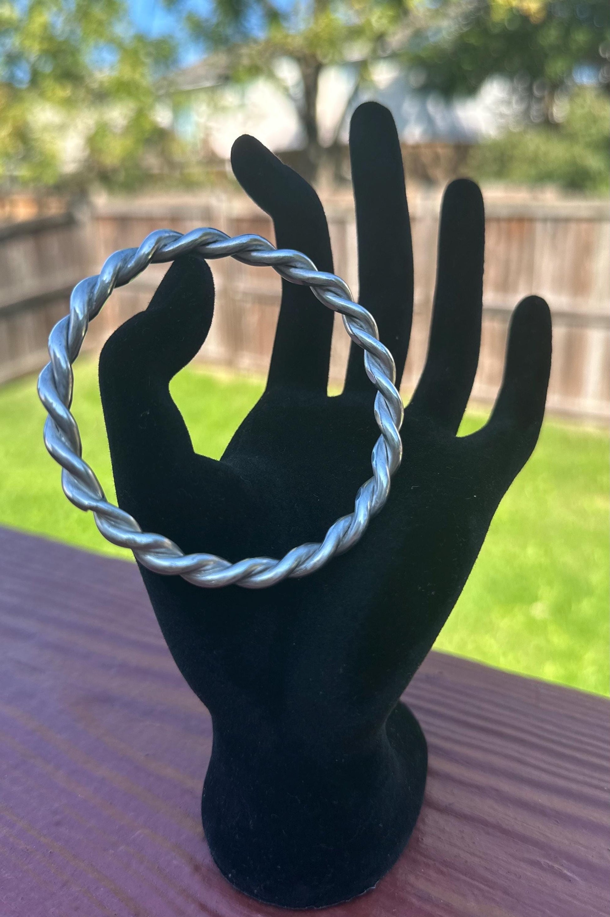 Handmade .999 Fine Silver Ochossi Bangle - Traditional 8 Gauge