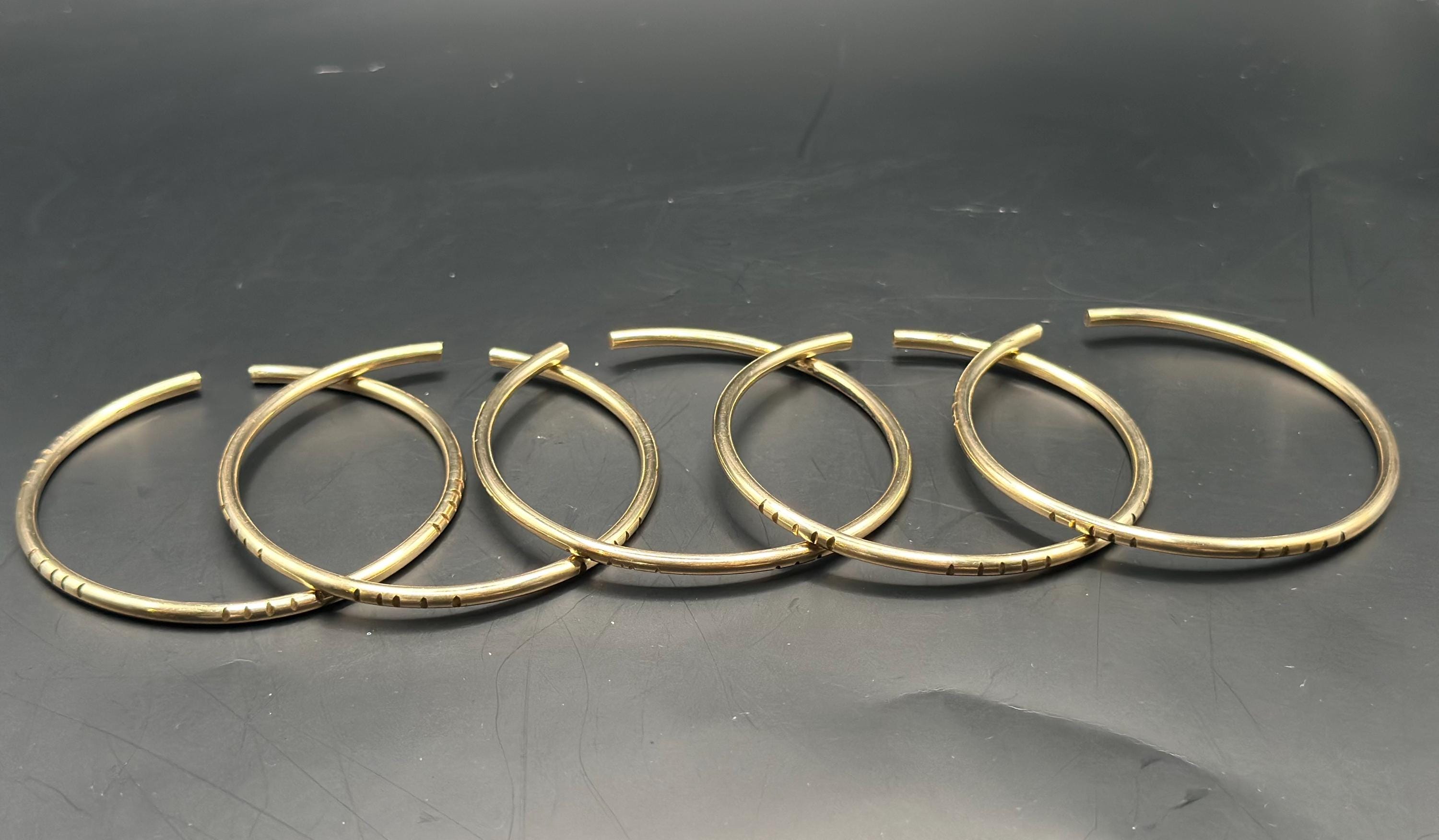 Oshun Brass Bangles Set: Handmade 8 Gauge Bracelets