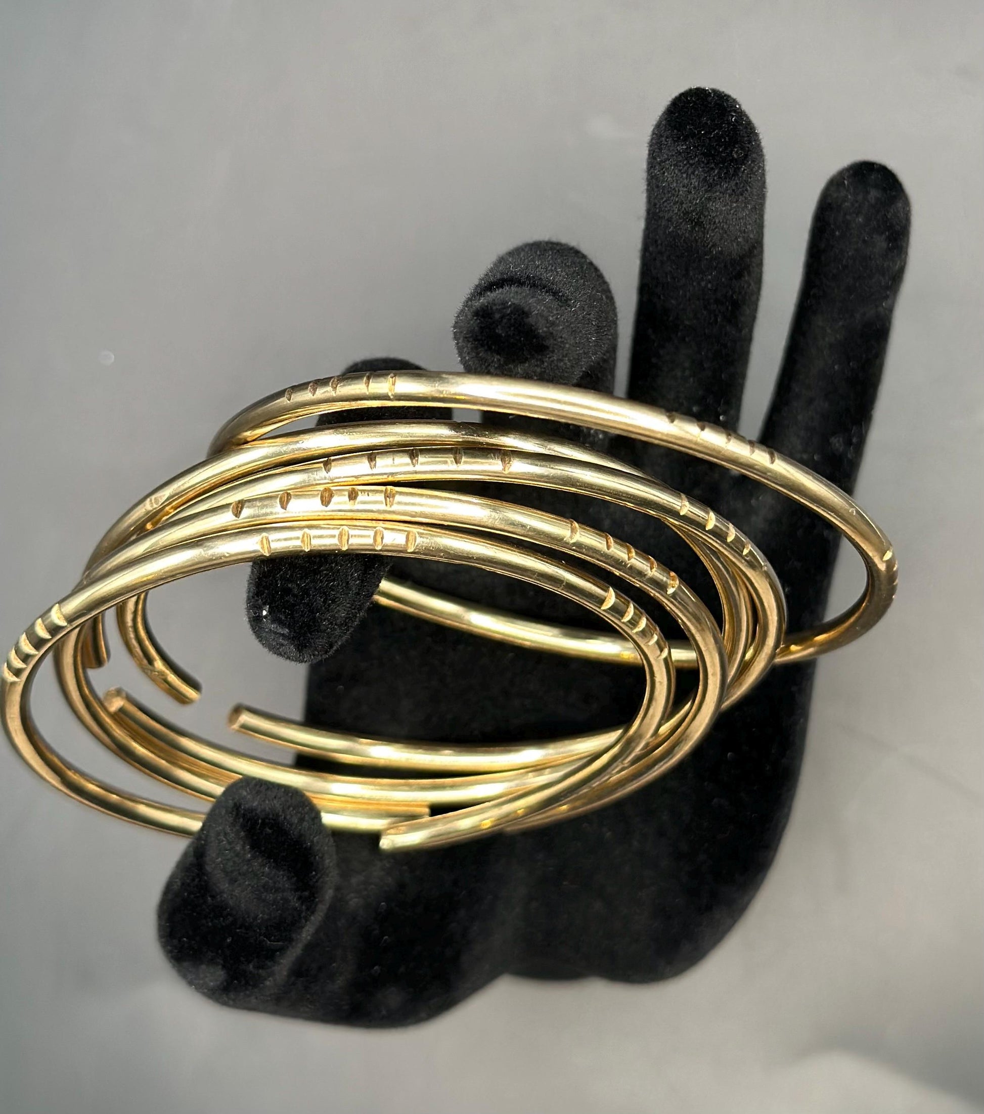 Oshun Brass Bangles Set: Handmade 8 Gauge Bracelets