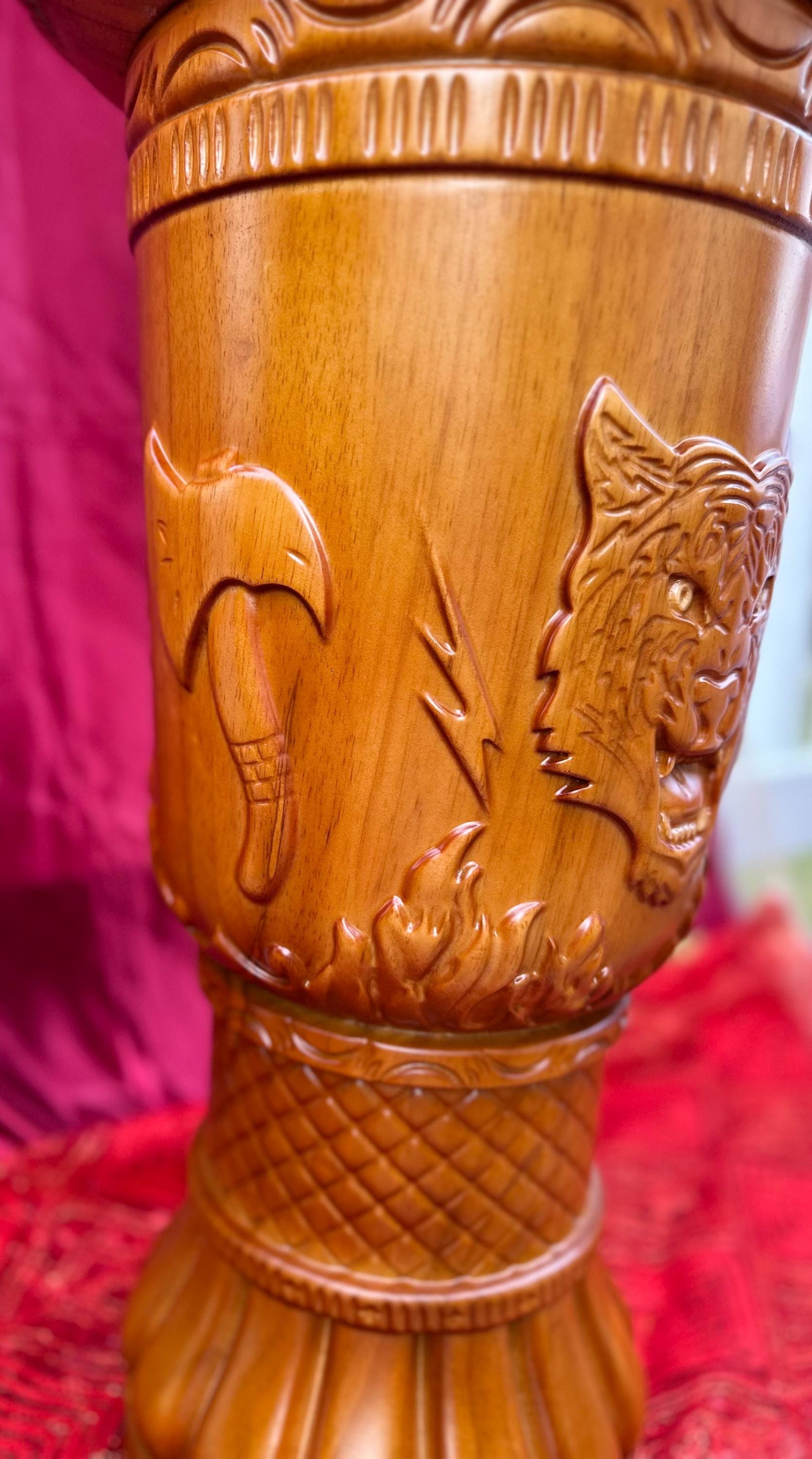 Large Oak Batea and Pilon Set for Shango: Includes Tools & Lightning Stone
