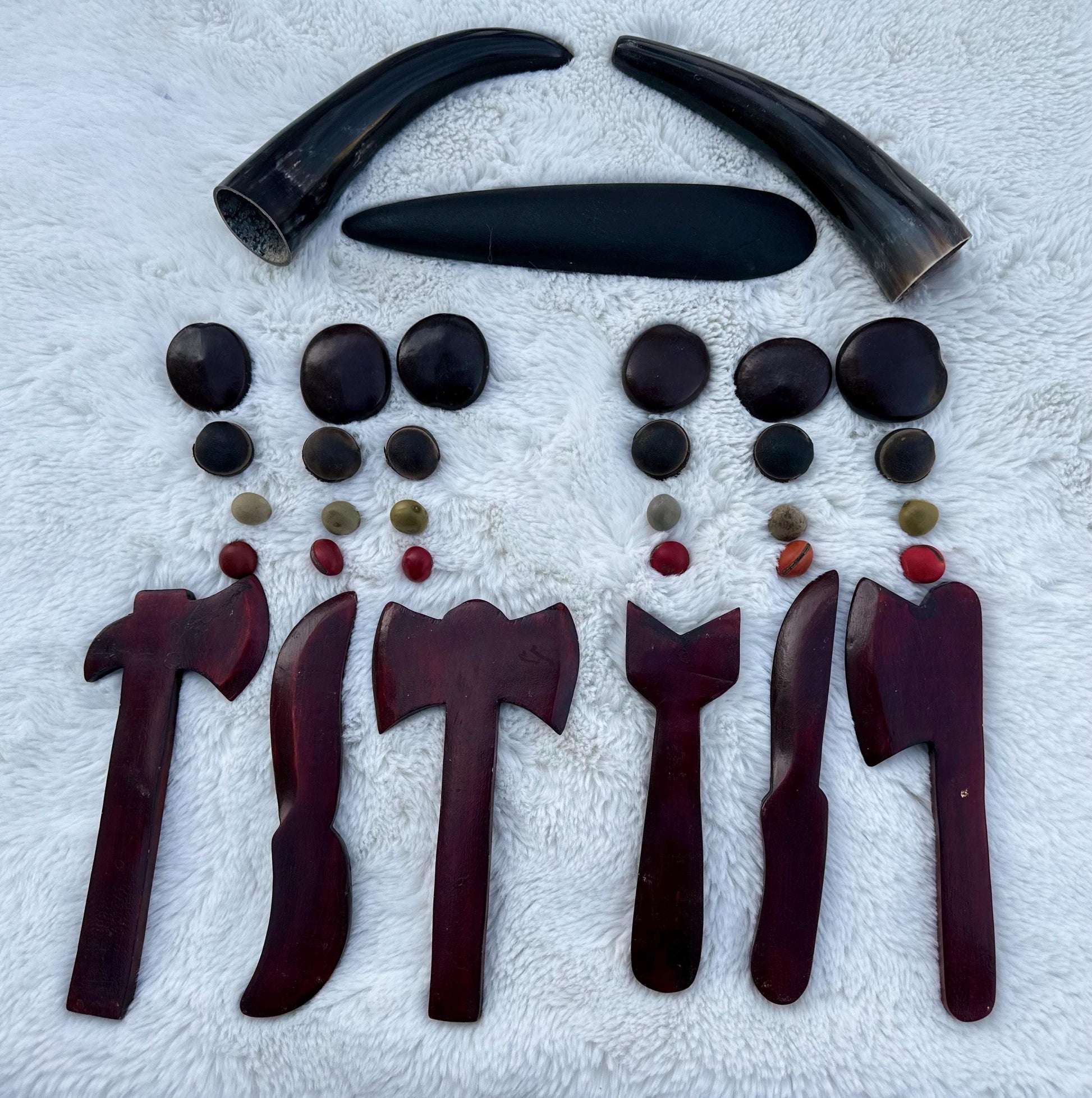 Large Oak Batea and Pilon Set for Shango: Includes Tools & Lightning Stone