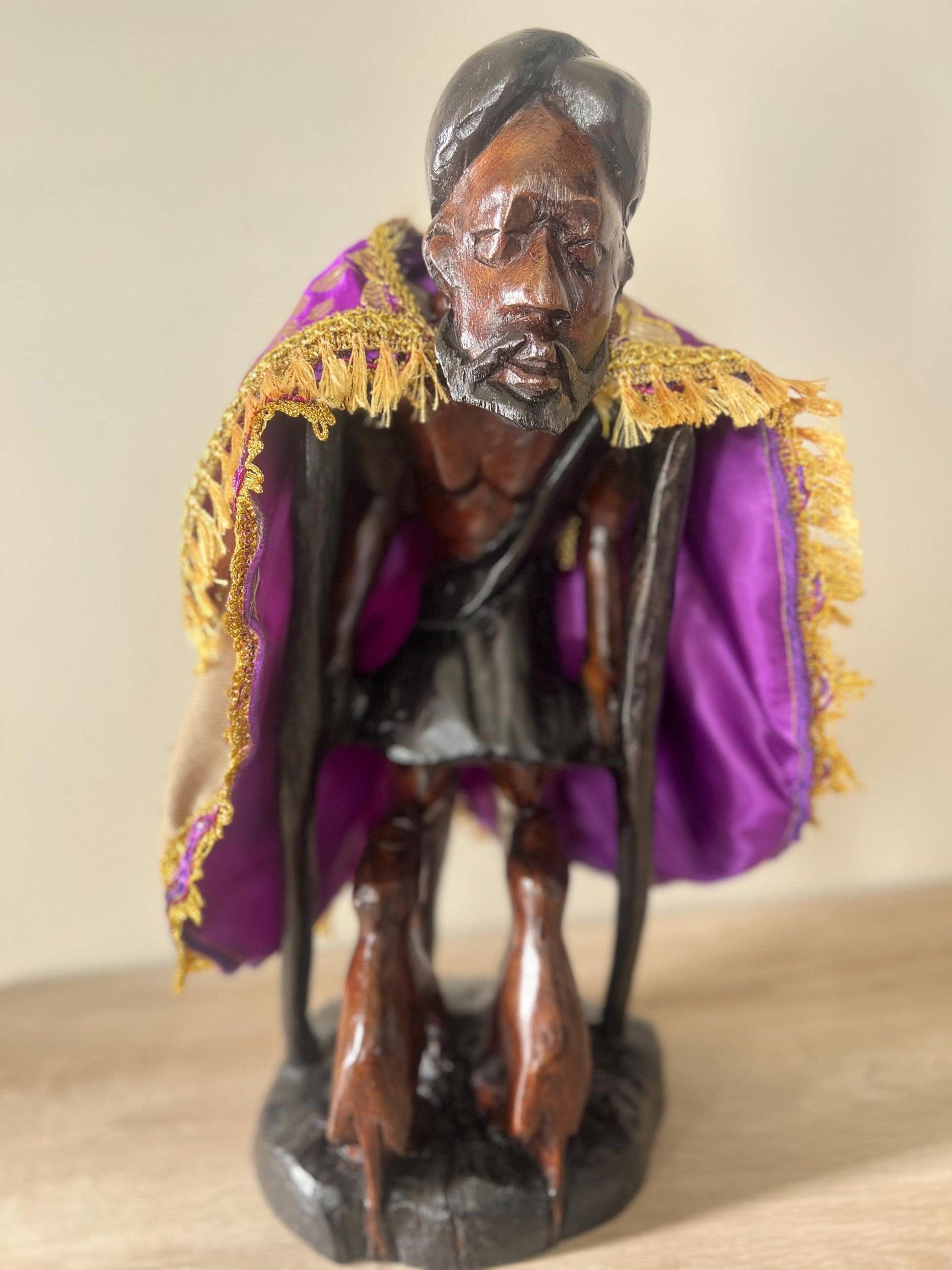 Hand Carved Wooden San Lazaro Statue (Babalu Aye/Asojano)