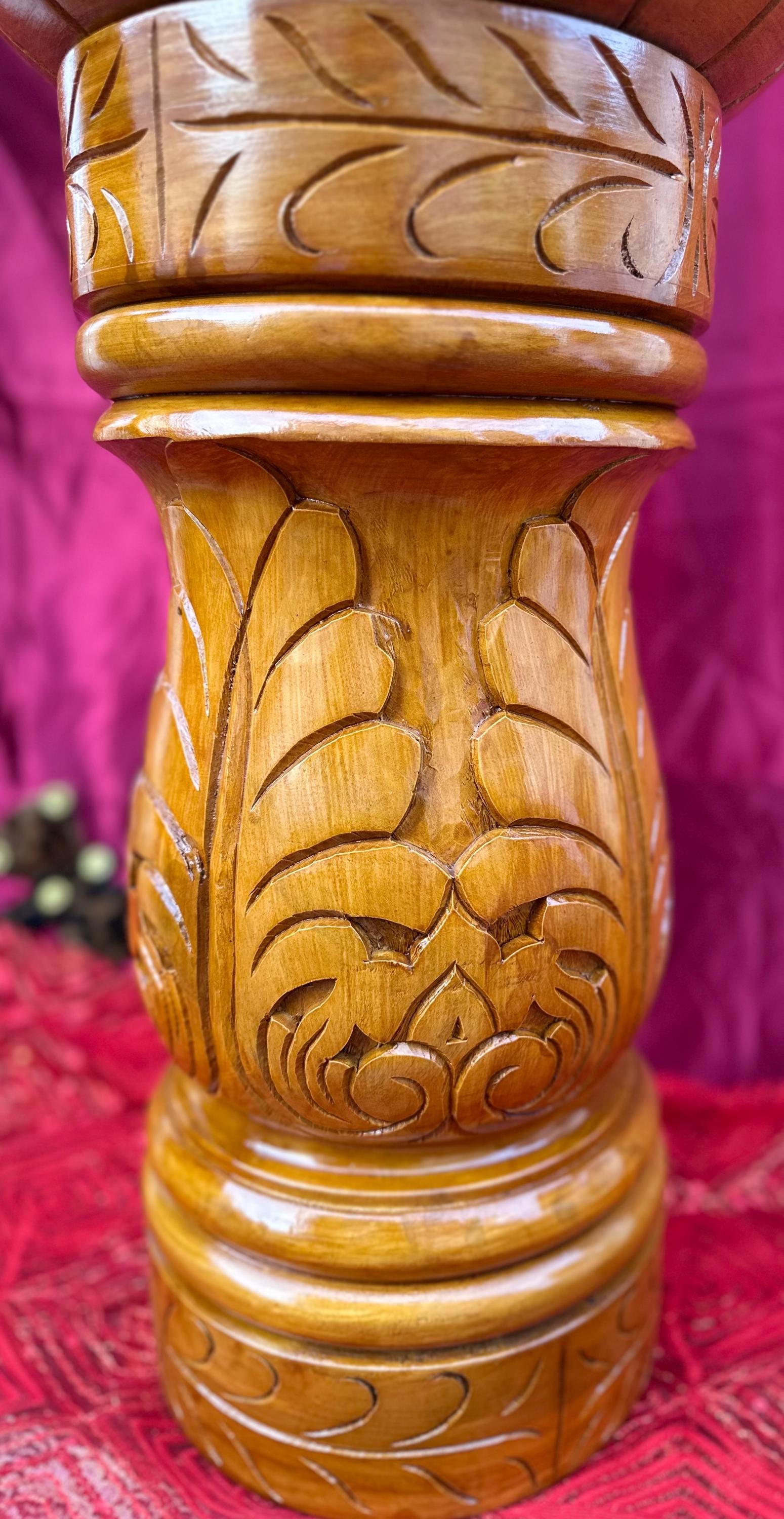 Wooden Batea and Pilon Set for Shango: Includes Lightning Stone & Crown