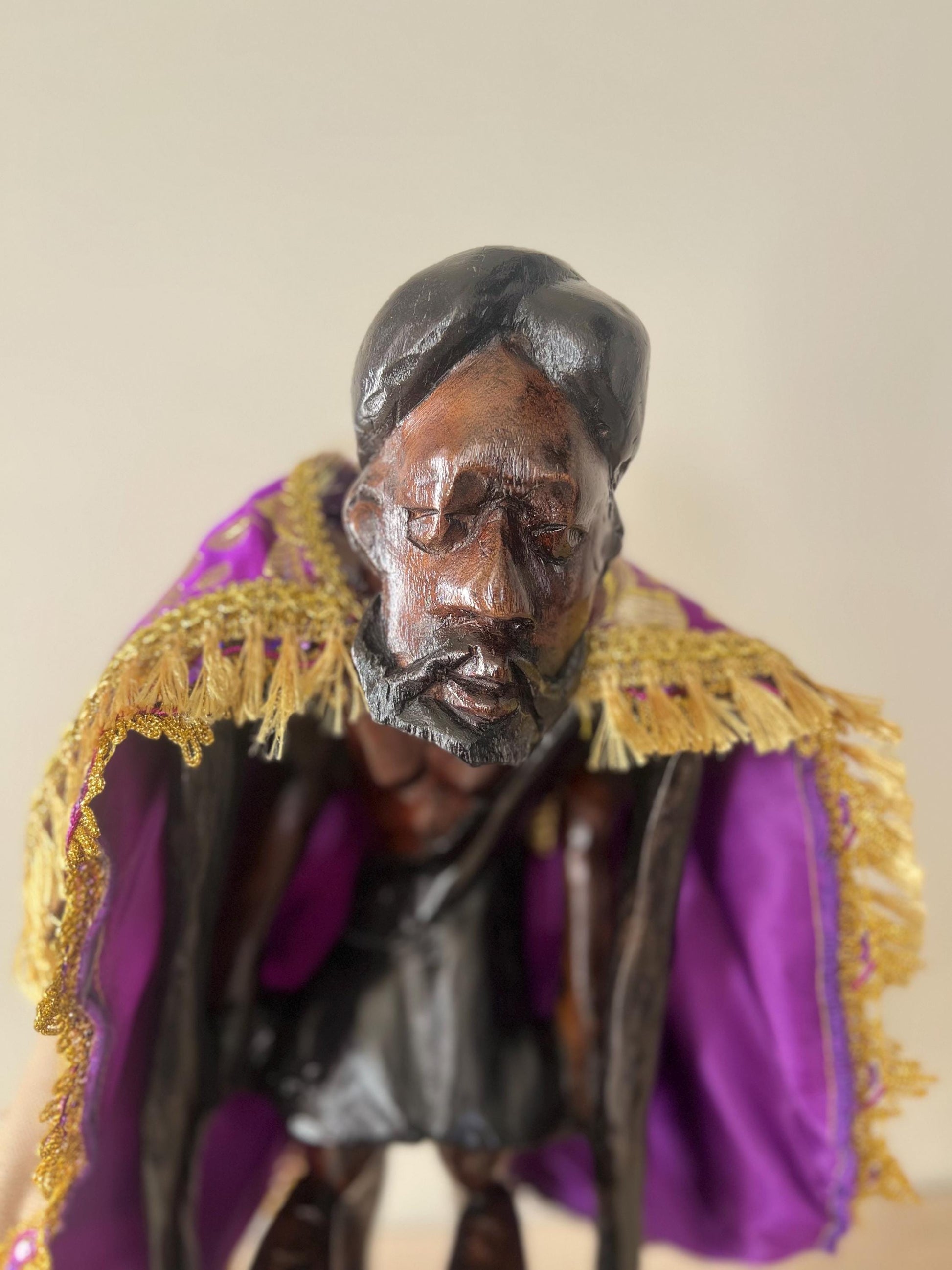 Hand Carved Wooden San Lazaro Statue (Babalu Aye/Asojano)